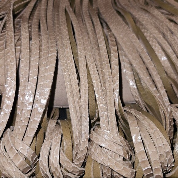 Katherine Kwei Love Knots Olive Green Leather Snakeskin Embossed Hobo - Picture 3 of 11